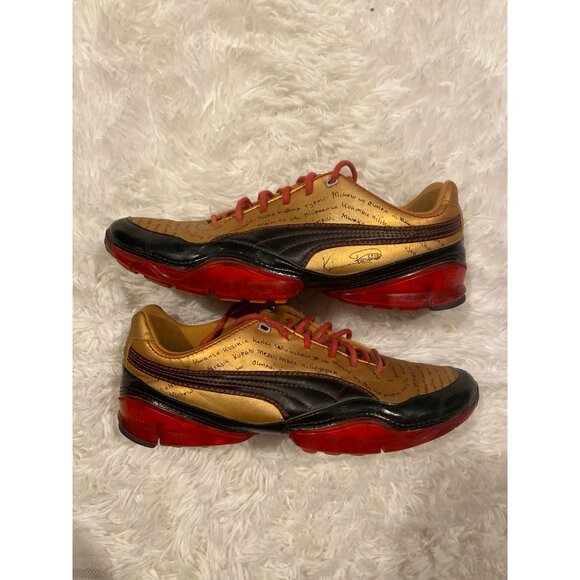Vintage 90s Y2K Uganda Puma Cell Meio Special Edition Size 12 Signed Shoes Gold - Picture 4 of 12
